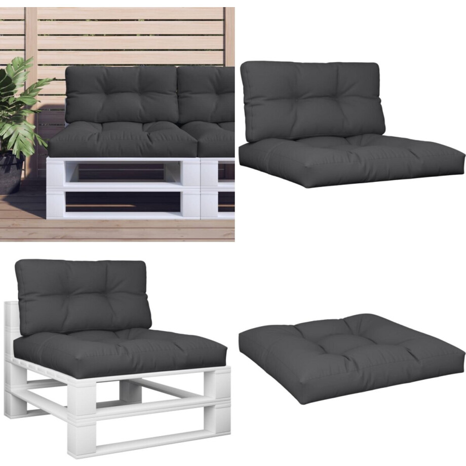 vidaXL Palletkussens 2 st stof zwart - Palletkussen - Palletkussens - Palletbankkussen - Bankkussen vidaXL Palletkussens 2 st stof zwart - Palletkussen - Palletkussens - Palletbankkussen - Bankkussen afbeelding 1