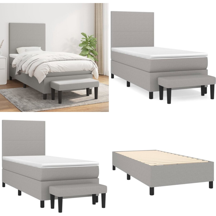 vidaXL Boxspring met matras stof lichtgrijs 80x200 cm - Boxspring - Boxsprings - Pocketveringbed - Bed vidaXL Boxspring met matras stof lichtgrijs 80x200 cm - Boxspring - Boxsprings - Pocketveringbed - Bed afbeelding 1