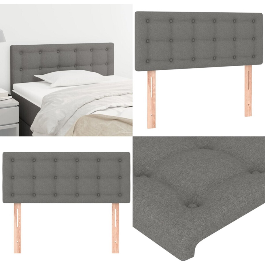 vidaXL Hoofdbord 100x5x78/88 cm stof donkergrijs - Hoofdbord - Hoofdborden - Hoofdeinde - Houten Hoofdbord vidaXL Hoofdbord 100x5x78/88 cm stof donkergrijs - Hoofdbord - Hoofdborden - Hoofdeinde - Houten Hoofdbord afbeelding 1