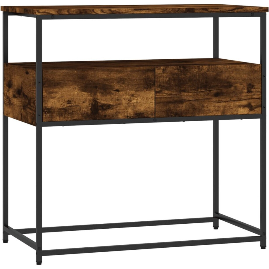 vidaXL Wandtafel - Bewerkt hout - Gerookt eiken Wandtafel - Consoletafel - Haltafel - Eikenhouten Tafel - Bruine Tafel afbeelding 1