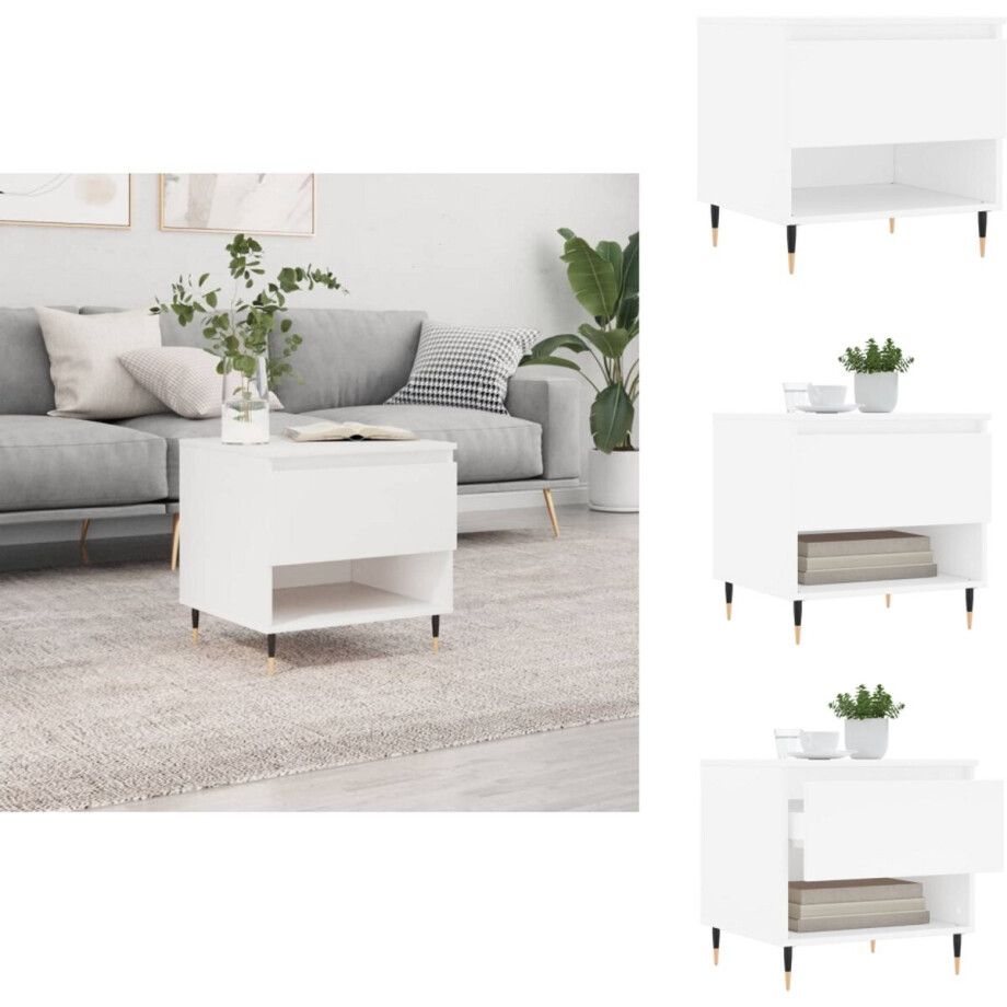 vidaXL Salontafel - Salontafels - Tafel - Bijzettafel - Salontafel 50x46x50 cm bewerkt hout wit afbeelding 1