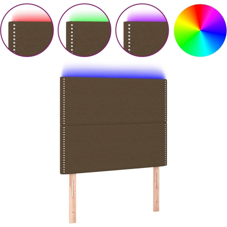 vidaXL - Hoofdbord - LED - 90x5x118/128 - cm - stof - donkerbruin vidaXL - Hoofdbord - LED - 90x5x118/128 - cm - stof - donkerbruin afbeelding 1