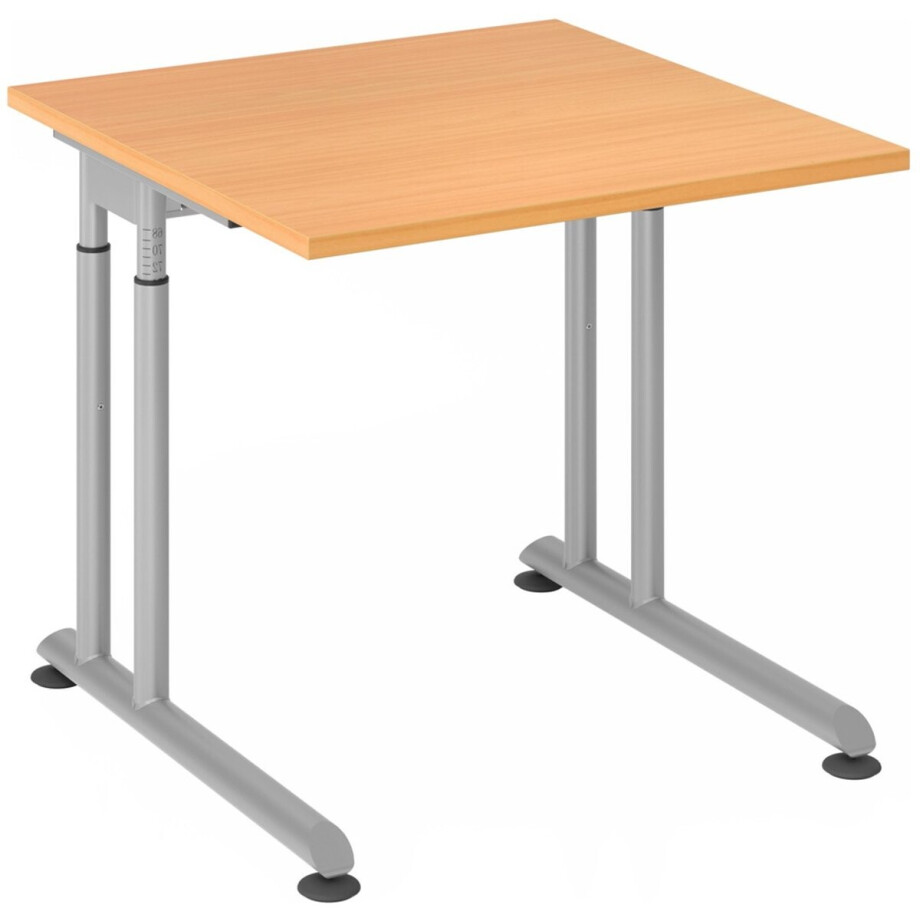 Bureau ZENO in hoogte verstelbaar 80 x 80 Beuken/zilver Bureau ZENO in hoogte verstelbaar 80 x 80 Beuken/zilver afbeelding 1