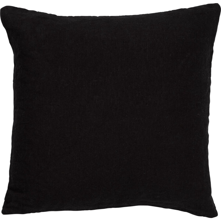 Dutch Decor LINN - Kussenhoes 45x45 cm - 100% linnen - effen kleur - Raven - zwart - met rits - zonder binnenkussen afbeelding 1