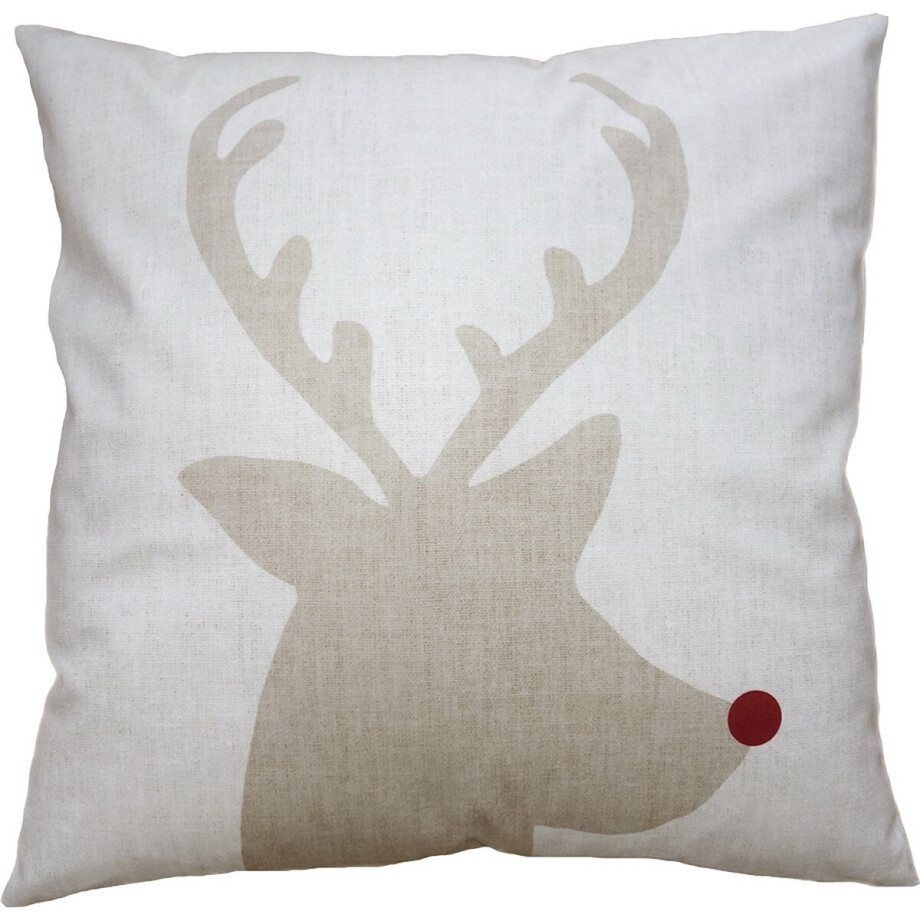 Clayre & Eef Kussenhoes 45x45 cm Beige Bruin Polyester Hert afbeelding 1