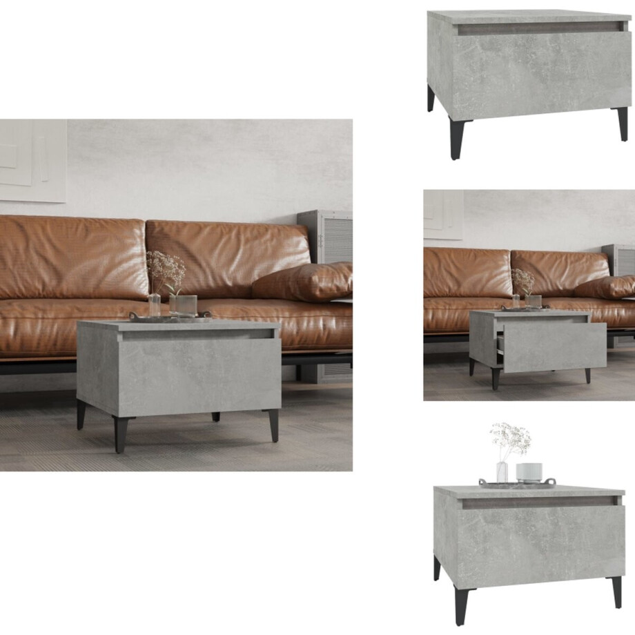 vidaXL Bijzettafel - Bijzettafels - Eindtafel - Salontafel - Bijzettafel 50x46x35 cm bewerkt hout betongrijs afbeelding 1