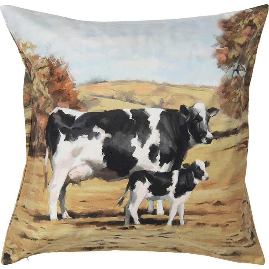 Clayre & Eef Kussenhoes 45x45 cm Bruin Polyester Vierkant Koeien Sierkussenhoes Clayre & Eef Kussenhoes 45x45 cm Bruin Polyester Vierkant Koeien Sierkussenhoes afbeelding 1