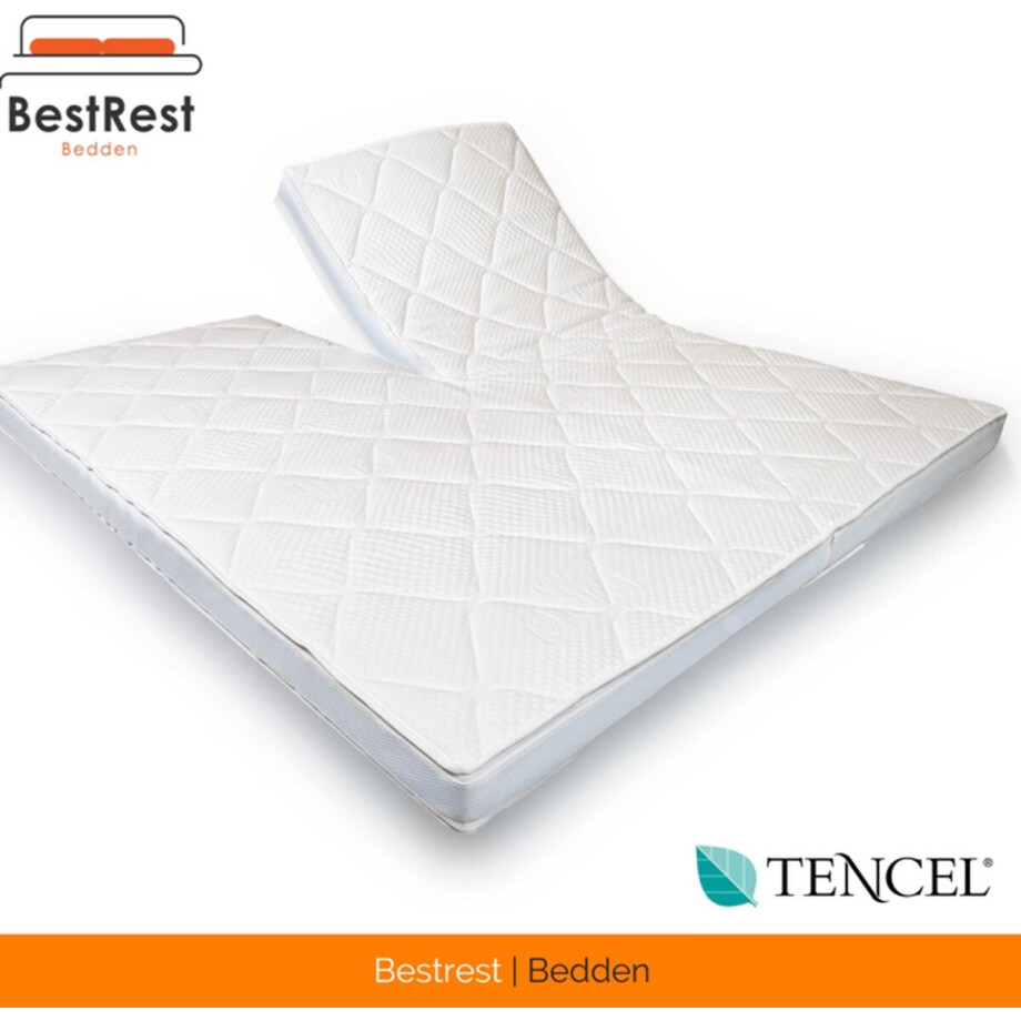 Topdekmatras - 160x200 - (MET SPLIT) Split Topper - Traagschuim - Topmatras - Memoryfoam - Tencel Hoes - BestRest Bedden® - Ergonomisch ca. 12cm dik afbeelding 1