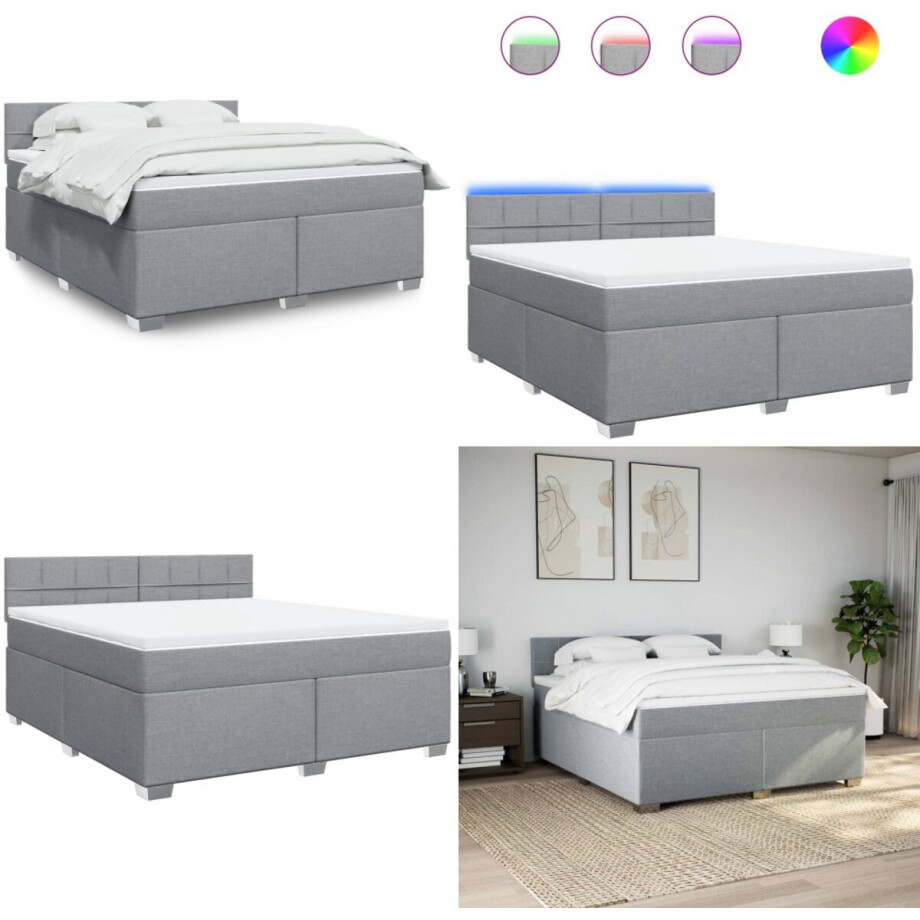 vidaXL Boxspring met matras stof lichtgrijs 180x200 cm - Boxspringbed - Boxspringbedden - Slaapkamer Meubilair - Boxspring vidaXL Boxspring met matras stof lichtgrijs 180x200 cm - Boxspringbed - Boxspringbedden - Slaapkamer Meubilair - Boxspring afbeelding 1
