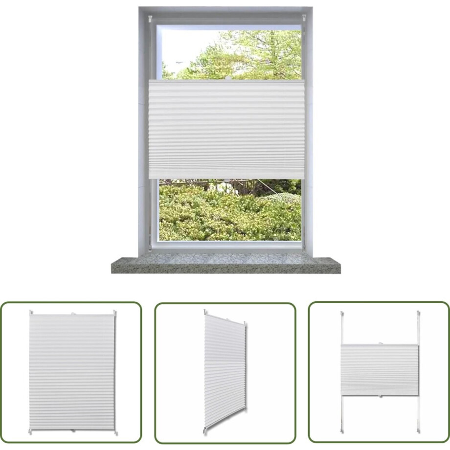 vidaXL Zonwering - Plisseesjalon - Plisséjaloezie 60x100 cm wit - Visuele Bescherming - Binnendecoratie - Kreppestof afbeelding 1