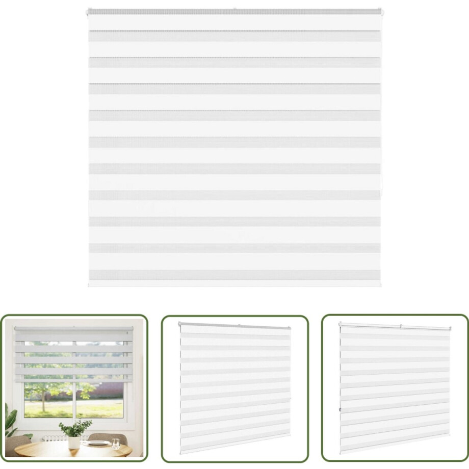 vidaXL Rolgordijn - Zebra Gordijn - Zebra rolgordijn 165x150 cm stofbreedte 160,9cm polyester wit - Kamer Decoratie - Privacy Screen - Zonwering vidaXL Rolgordijn - Zebra Gordijn - Zebra rolgordijn 165x150 cm stofbreedte 160,9cm polyester wit - Kamer Decoratie - Privacy Screen - Zonwering afbeelding 1