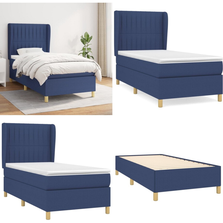 vidaXL Boxspring met matras stof blauw 80x200 cm - Boxspring - Boxsprings - Bed - Slaapmeubel vidaXL Boxspring met matras stof blauw 80x200 cm - Boxspring - Boxsprings - Bed - Slaapmeubel afbeelding 1