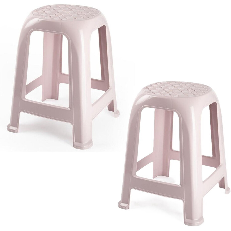 Plasticforte Zit krukjes - 2x - roze - kunststof - 37 x 37 x 46 cm - extra zitplaatsen Plasticforte Zit krukjes - 2x - roze - kunststof - 37 x 37 x 46 cm - extra zitplaatsen afbeelding 1