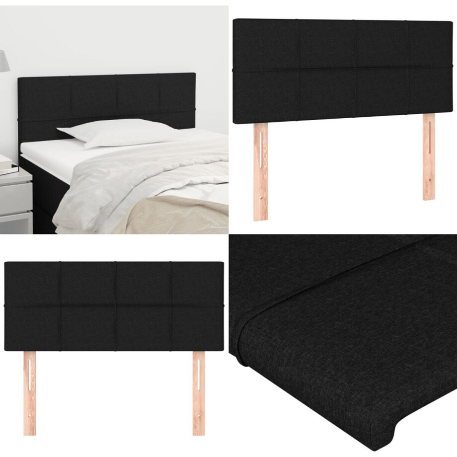 vidaXL Hoofdbord 80x5x78/88 cm stof zwart - Hoofdbord - Hoofdborden - Hoofdeinde - Houten Hoofdbord afbeelding 1