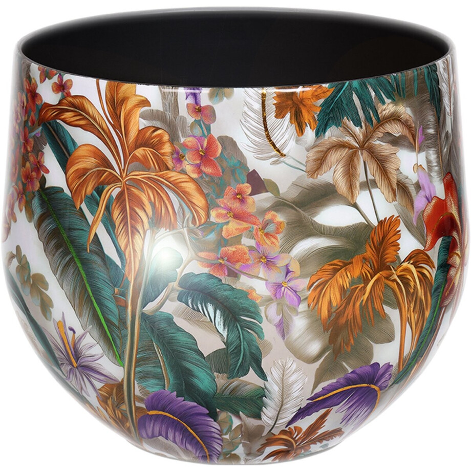 by Mooss - Bloempot - Planter - Floral - Epoxy - Ø 27 x 24 cm - Middel - Wit - Handgemaakt - Metaal - Trendy - Hip - Metallic - Highlight - Bloemen - Takken afbeelding 1