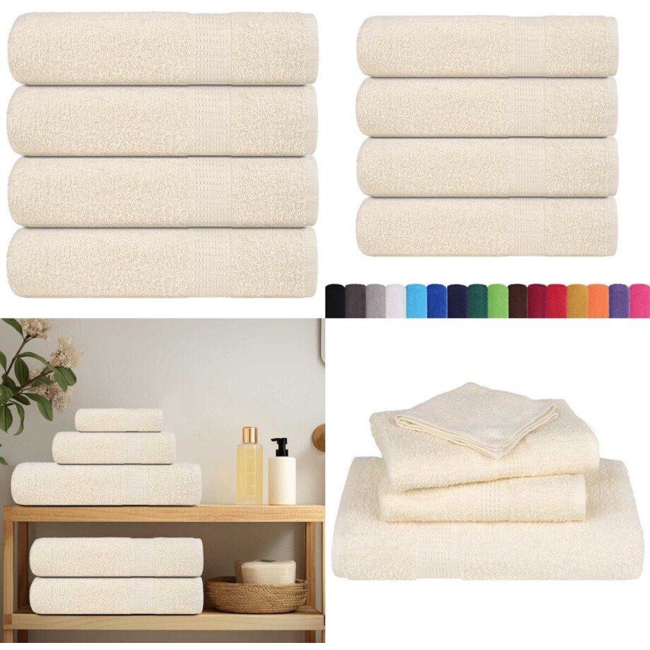 vidaXL Douchehanddoeken 4 st 70x140 cm 360 g/m² 100% katoen crème - Handdoek - Handdoeken - Badhanddoek - Badlaken vidaXL Douchehanddoeken 4 st 70x140 cm 360 g/m² 100% katoen crème - Handdoek - Handdoeken - Badhanddoek - Badlaken afbeelding 1