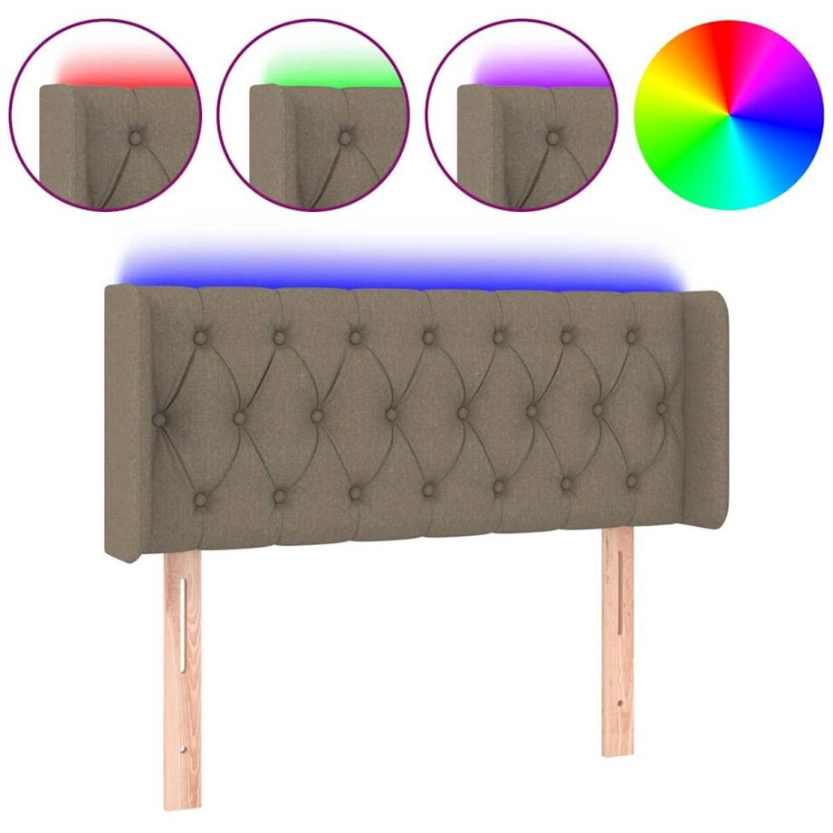 vidaXL - Hoofdbord - LED - 103x16x78/88 - cm - stof - taupe vidaXL - Hoofdbord - LED - 103x16x78/88 - cm - stof - taupe afbeelding 1