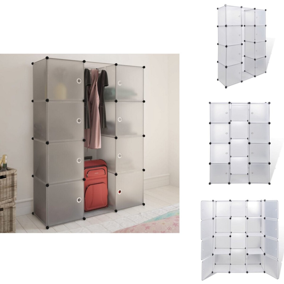 vidaXL Kast - Kasten - Opslagkast - Opslagkasten - Kast met 9 compartimenten modulair 109x36,5x143 cm wit afbeelding 1