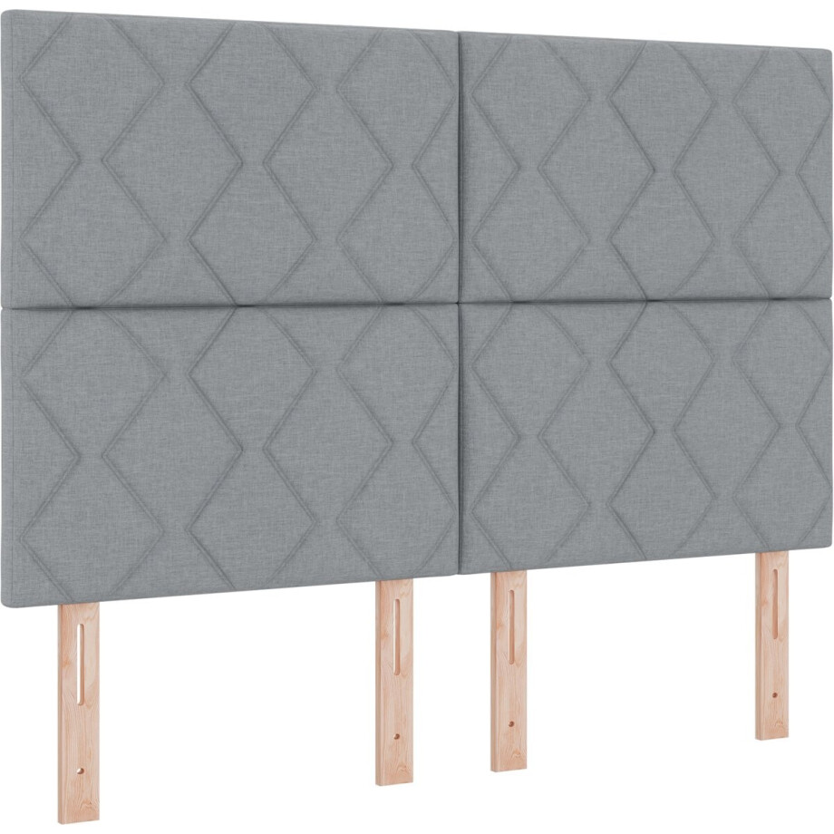 vidaXL - Boxspring - bed - met - matras - Lichtgrijs - 160 - x - 200 - cm - Stof afbeelding 1