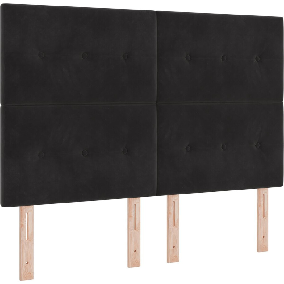 vidaXL - Boxspring - bed - met - hoofdeinde - Zwart - 160 - x - 200 - cm - Fluweel vidaXL - Boxspring - bed - met - hoofdeinde - Zwart - 160 - x - 200 - cm - Fluweel afbeelding 1