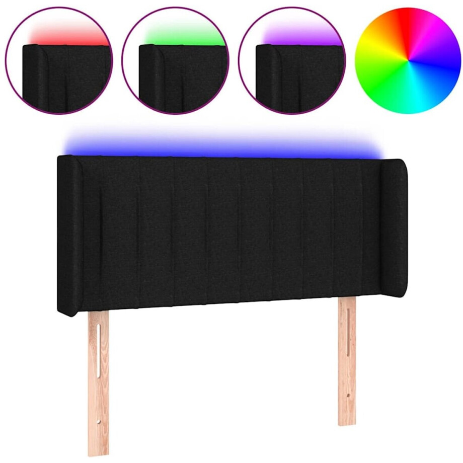 vidaXL - Hoofdbord - LED - 103x16x78/88 - cm - stof - zwart afbeelding 1