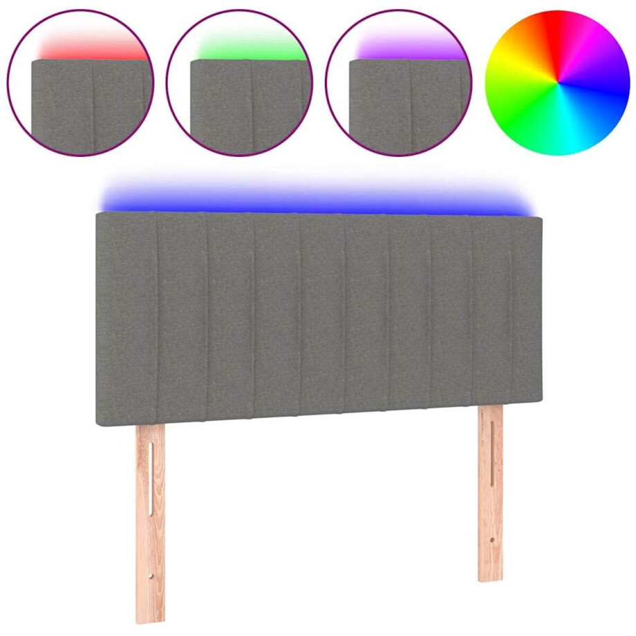 vidaXL - Hoofdbord - LED - 80x5x78/88 - cm - stof - donkergrijs afbeelding 1