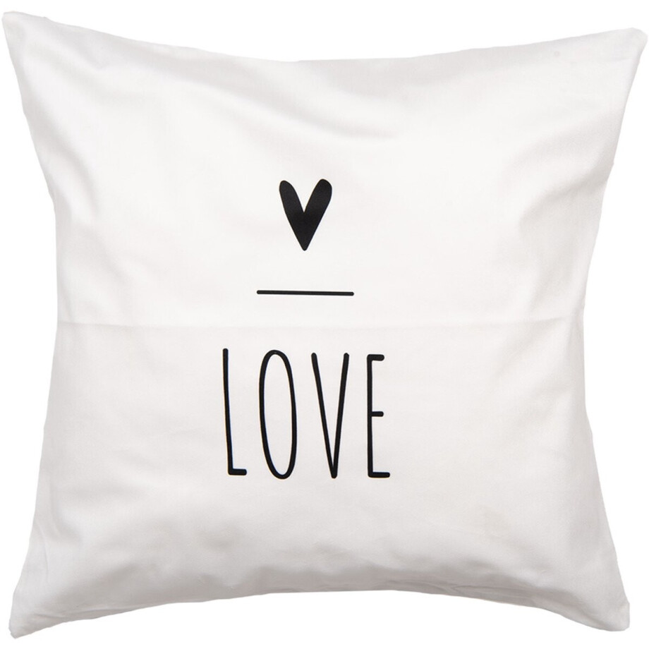 Clayre & Eef Kussenhoes 45x45 cm Wit Polyester Hart afbeelding 1