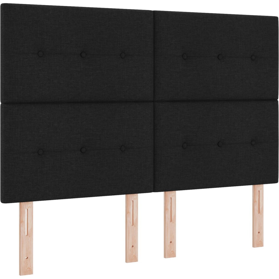 vidaXL - Boxspring - bed - met - LED-stripverlichting - Zwart - 160 - x - 200 - cm - Stof vidaXL - Boxspring - bed - met - LED-stripverlichting - Zwart - 160 - x - 200 - cm - Stof afbeelding 1