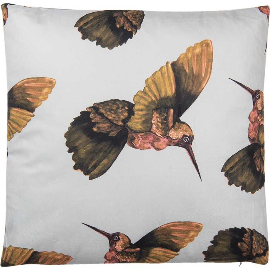 Clayre & Eef Sierkussen 45x45 cm Wit Beige Synthetisch Vogels Clayre & Eef Sierkussen 45x45 cm Wit Beige Synthetisch Vogels afbeelding 1