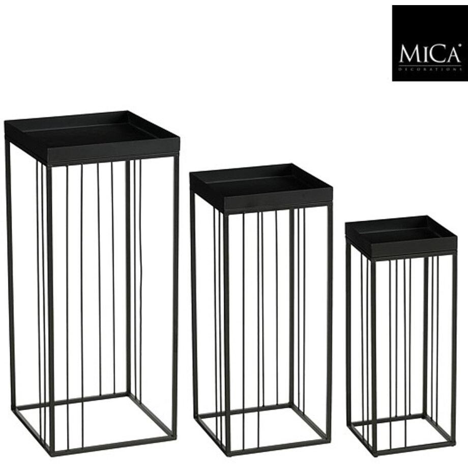Mica Decorations Beth Bijzettafel – Set van 3 – Bijzettafels Woonkamer – Salontafel – Tafeltje – Koffietafel – Bijzettafeltjes Woonkamer IJzer – 30 x 30 x 70 cm – Zwart Mica Decorations Beth Bijzettafel – Set van 3 – Bijzettafels Woonkamer – Salontafel – Tafeltje – Koffietafel – Bijzettafeltjes Woonkamer IJzer – 30 x 30 x 70 cm – Zwart afbeelding 1
