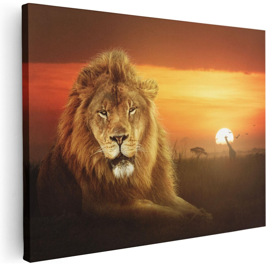 Artaza Canvas Schilderij Leeuw In De Savanne - Zonsondergang - 40x30 - Klein - Foto Op Canvas - Canvas Print Artaza Canvas Schilderij Leeuw In De Savanne - Zonsondergang - 40x30 - Klein - Foto Op Canvas - Canvas Print afbeelding 1