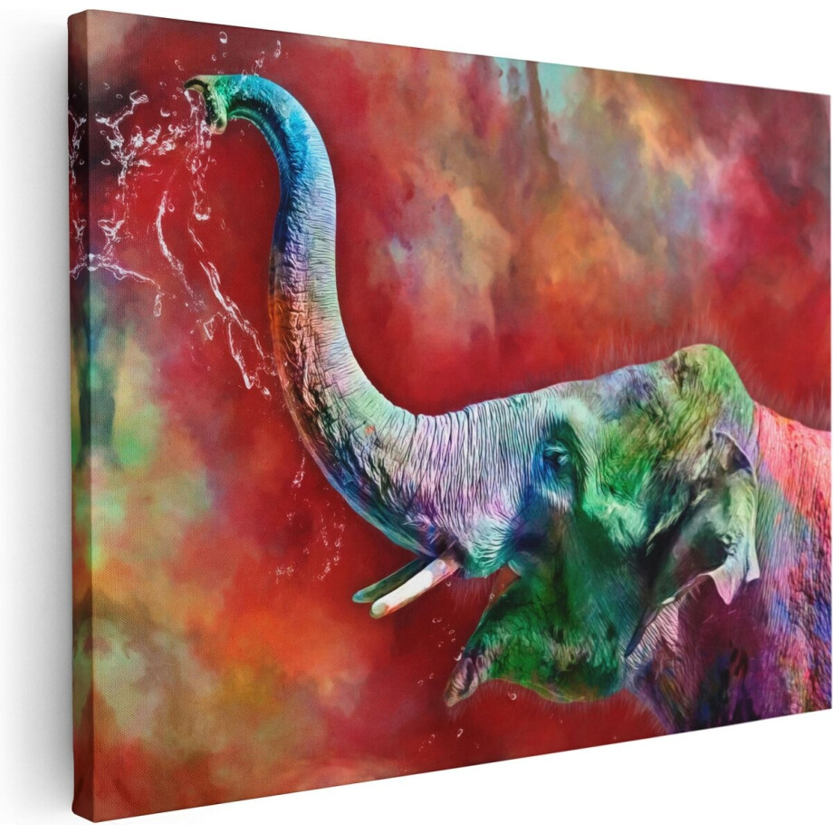 Artaza Canvas Schilderij Olifant - 80x60 cm - Wanddecoratie Abstract - Muurdecoratie Dieren - Schilderijen Op Canvas afbeelding 1