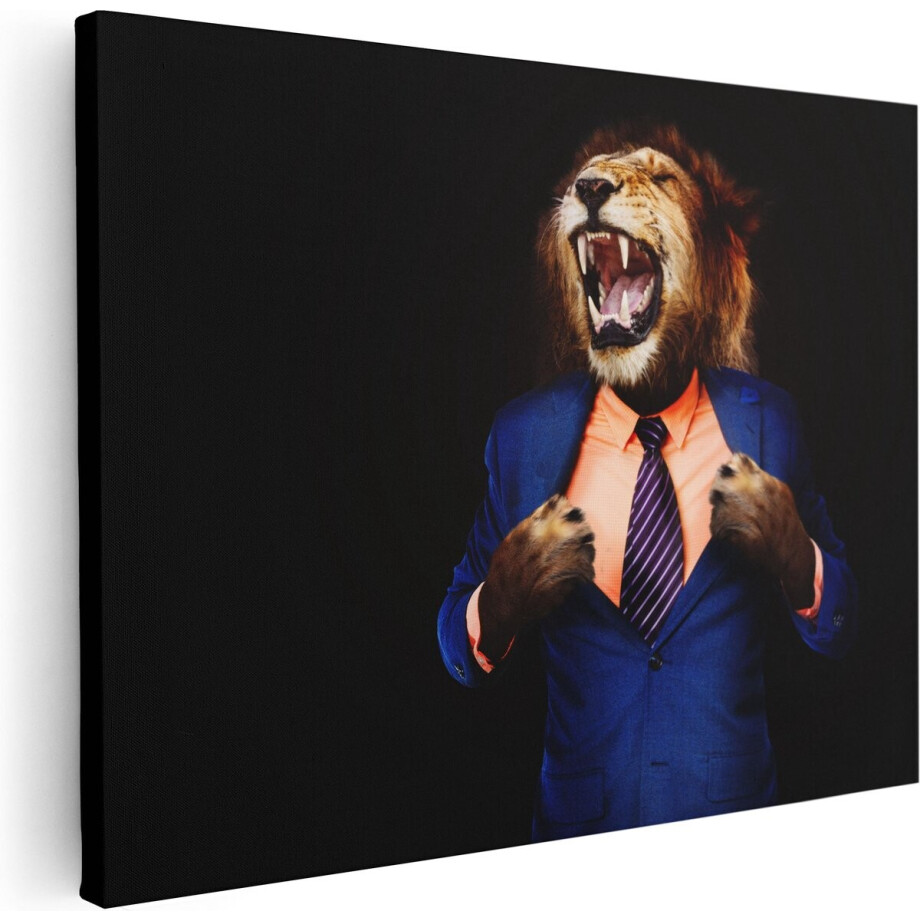 Artaza Canvas Schilderij Leeuw In Pak - Leeuwenkop - 40x30 - Klein - Foto Op Canvas - Canvas Print afbeelding 1