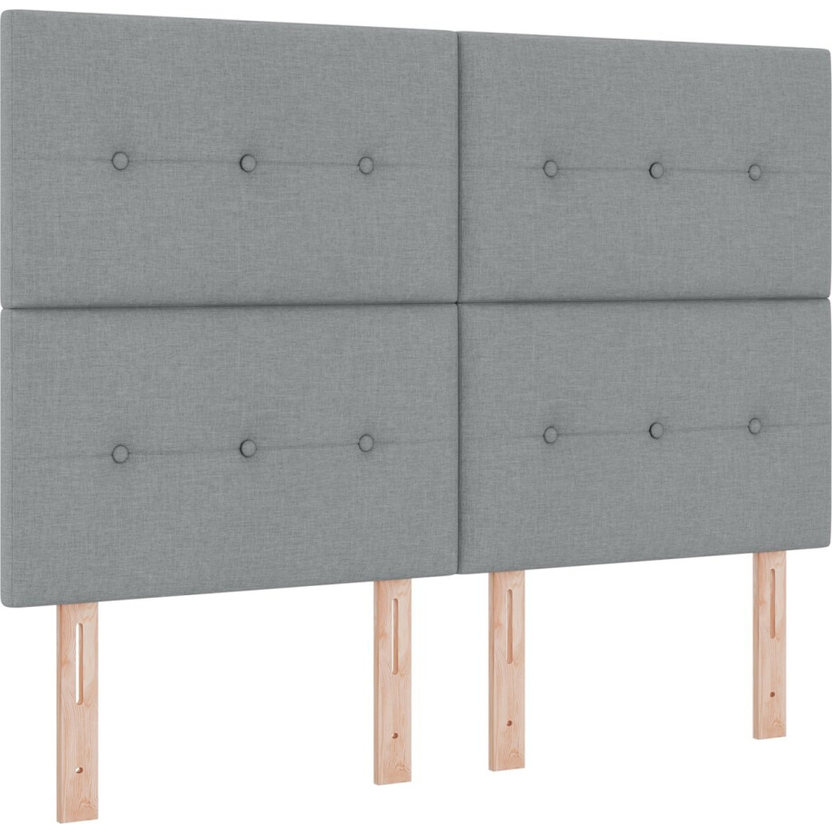 vidaXL - Boxspring - bed - met - hoofdeinde - Lichtgrijs - 140 - x - 200 - cm - Stof afbeelding 1
