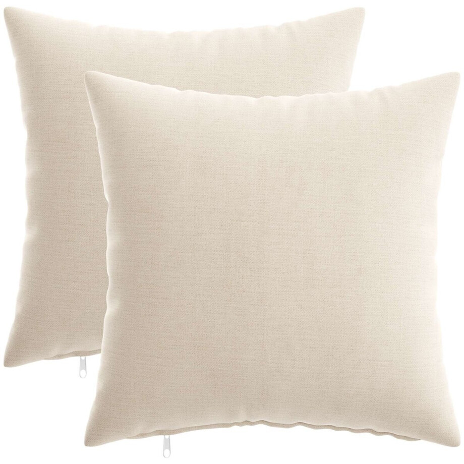 vidaXL - Kussensloop - 2 - st - HEERLEN - Crèmekleurig - 35 - x - 35 - cm - Chenille - Stof afbeelding 1
