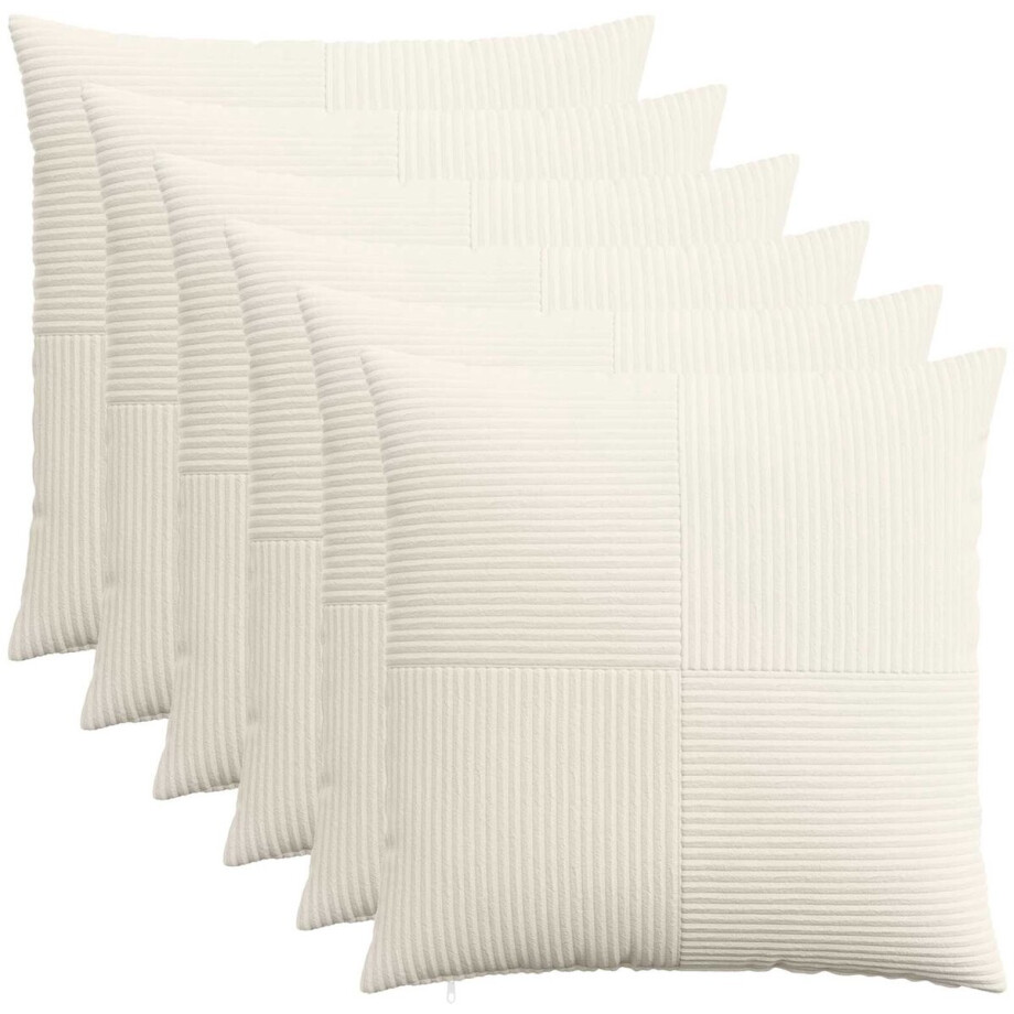 vidaXL - Kussensloop - 6 - pcs - ALMELO - Crèmekleurig - 60 - x - 60 - cm - corduroy vidaXL - Kussensloop - 6 - pcs - ALMELO - Crèmekleurig - 60 - x - 60 - cm - corduroy afbeelding 1