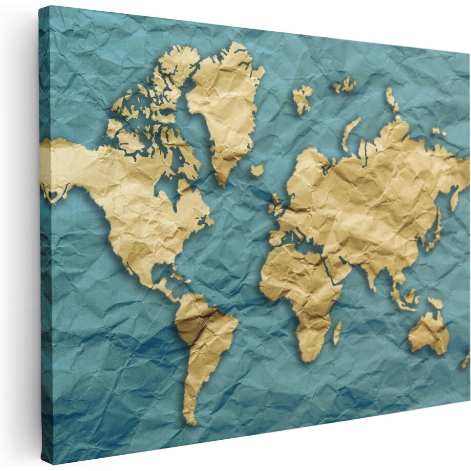 Artaza Canvas Schilderij Wereldkaart Op Gekreukeld Papier - 80x60 - Foto Op Canvas - Canvas Print Artaza Canvas Schilderij Wereldkaart Op Gekreukeld Papier - 80x60 - Foto Op Canvas - Canvas Print afbeelding 1