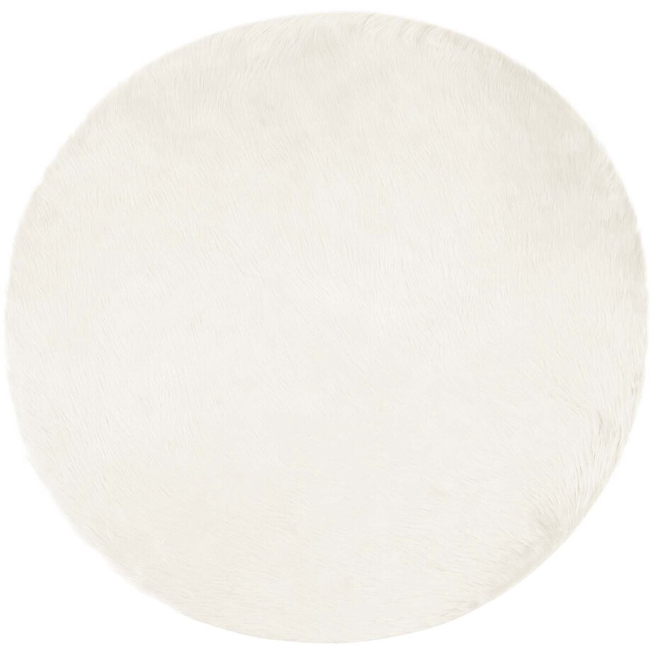 vidaXL - Tapijt - van - imitatie - schapenvacht - TAFALLA - Wit - Ø - 160 - cm - Polyester afbeelding 1