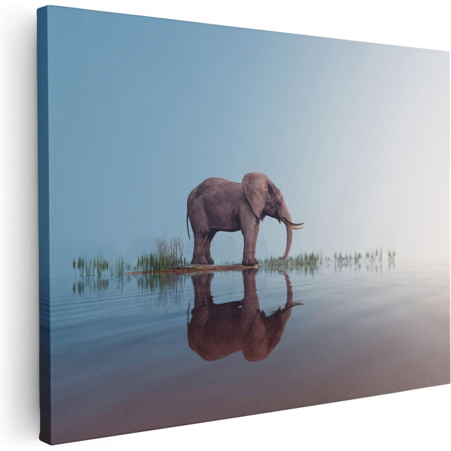 Artaza Canvas Schilderij Olifant Bij Het Water - 40x30 - Klein - Foto Op Canvas - Canvas Print afbeelding 1