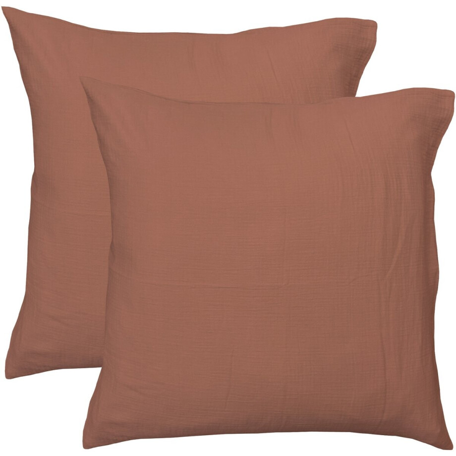 Matt & Rose Set Kussenslopen Terracotta - (2x) 65 x 65 cm - Mousseline Katoen Matt & Rose Set Kussenslopen Terracotta - (2x) 65 x 65 cm - Mousseline Katoen afbeelding 1