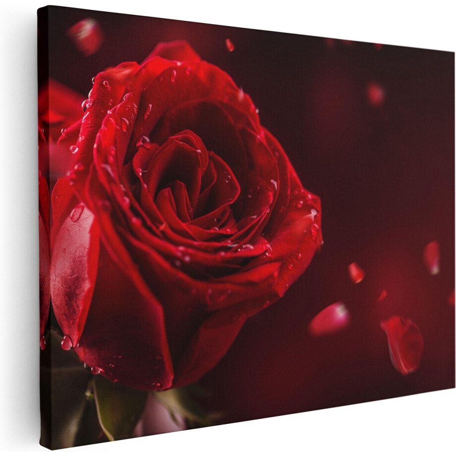 Artaza Canvas Schilderij Romantische Rode Roos  - 40x30 - Klein - Foto Op Canvas - Canvas Print afbeelding 1
