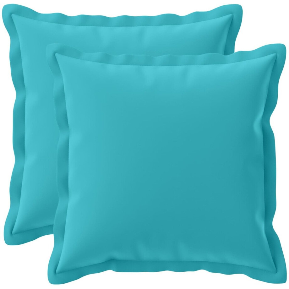 vidaXL - Kussensloop - 2 - st - HOUTEN - Turquoise - 45 - x - 45 - cm - Polyester afbeelding 1