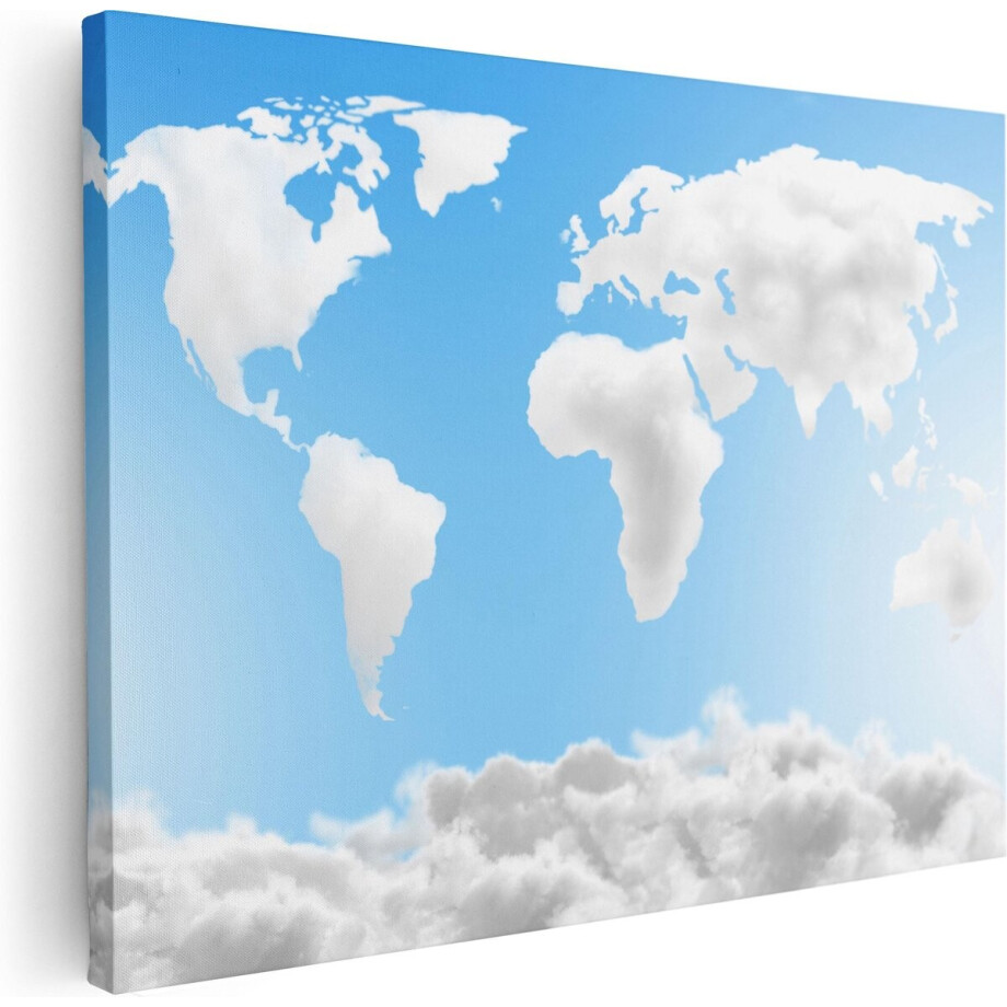 Artaza Canvas Schilderij Wereldkaart Gemaakt Van Wolken - 40x30 - Klein - Foto Op Canvas - Canvas Print Artaza Canvas Schilderij Wereldkaart Gemaakt Van Wolken - 40x30 - Klein - Foto Op Canvas - Canvas Print afbeelding 1