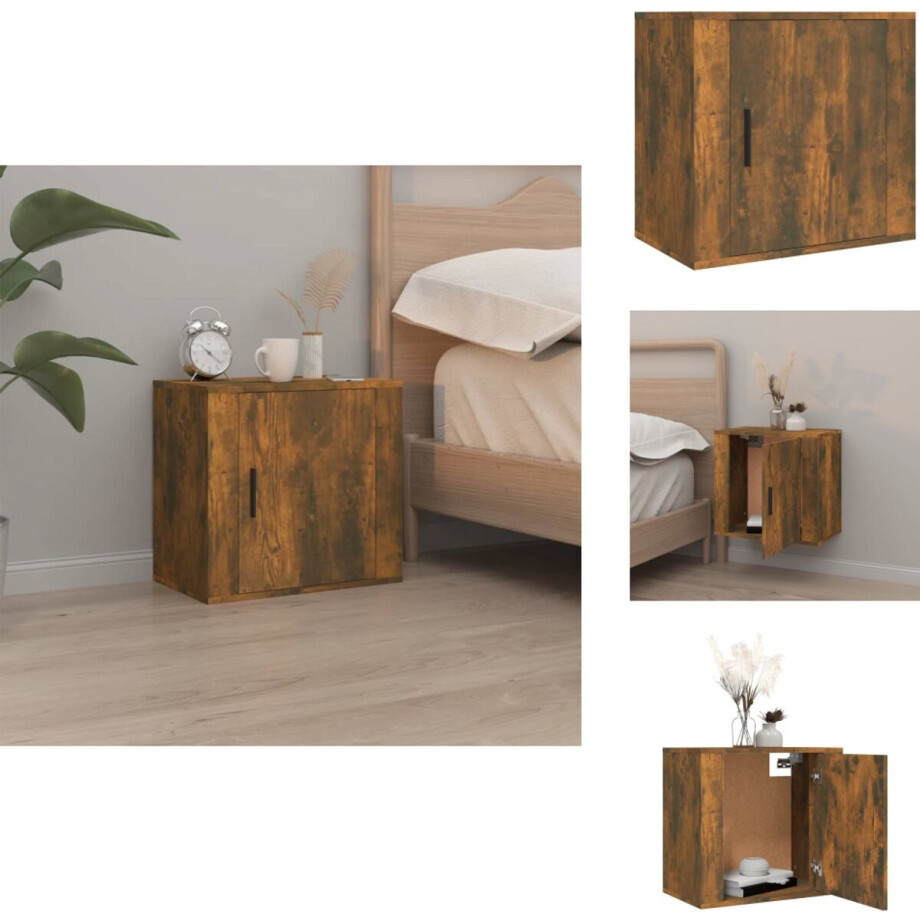 vidaXL Wandnachtkastje - Wandnachtkastjes - Wandgemonteerd Nachtkastje - Wandgemonteerd Bedkastje - Nachtkastje wandgemonteerd 50x30x47 cm gerookt eikenkleurig vidaXL Wandnachtkastje - Wandnachtkastjes - Wandgemonteerd Nachtkastje - Wandgemonteerd Bedkastje - Nachtkastje wandgemonteerd 50x30x47 cm gerookt eikenkleurig afbeelding 1