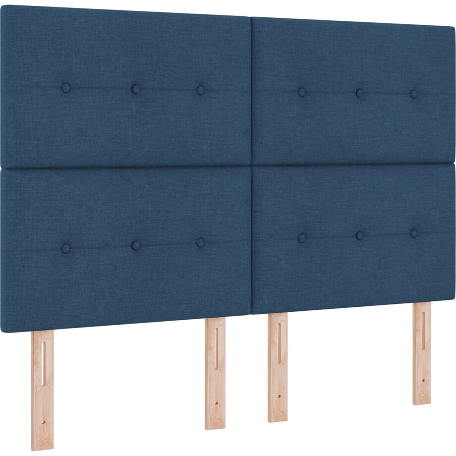 vidaXL - LED - Box - Spring - Bed - met - matras - Blauw - 140 - x - 190 - cm - Stof vidaXL - LED - Box - Spring - Bed - met - matras - Blauw - 140 - x - 190 - cm - Stof afbeelding 1