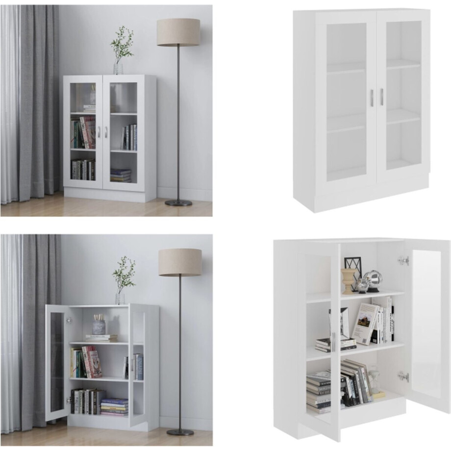 vidaXL Vitrinekast 82,5x30,5x115 cm bewerkt hout wit - Vitrinekast - Vitrinekasten - Vitrine - Vitrines vidaXL Vitrinekast 82,5x30,5x115 cm bewerkt hout wit - Vitrinekast - Vitrinekasten - Vitrine - Vitrines afbeelding 1