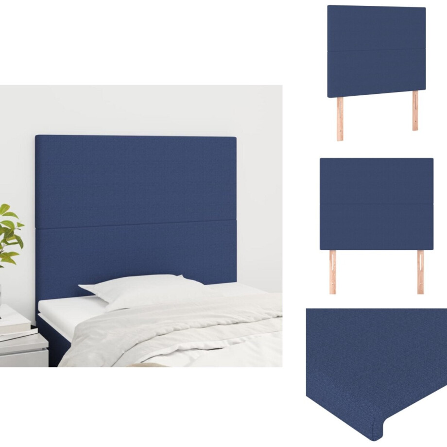 vidaXL Hoofdbord - Hoofdborden - Hoofdeinde - Houten Hoofdbord - Hoofdborden 2 st 80x5x78/88 cm stof blauw vidaXL Hoofdbord - Hoofdborden - Hoofdeinde - Houten Hoofdbord - Hoofdborden 2 st 80x5x78/88 cm stof blauw afbeelding 1