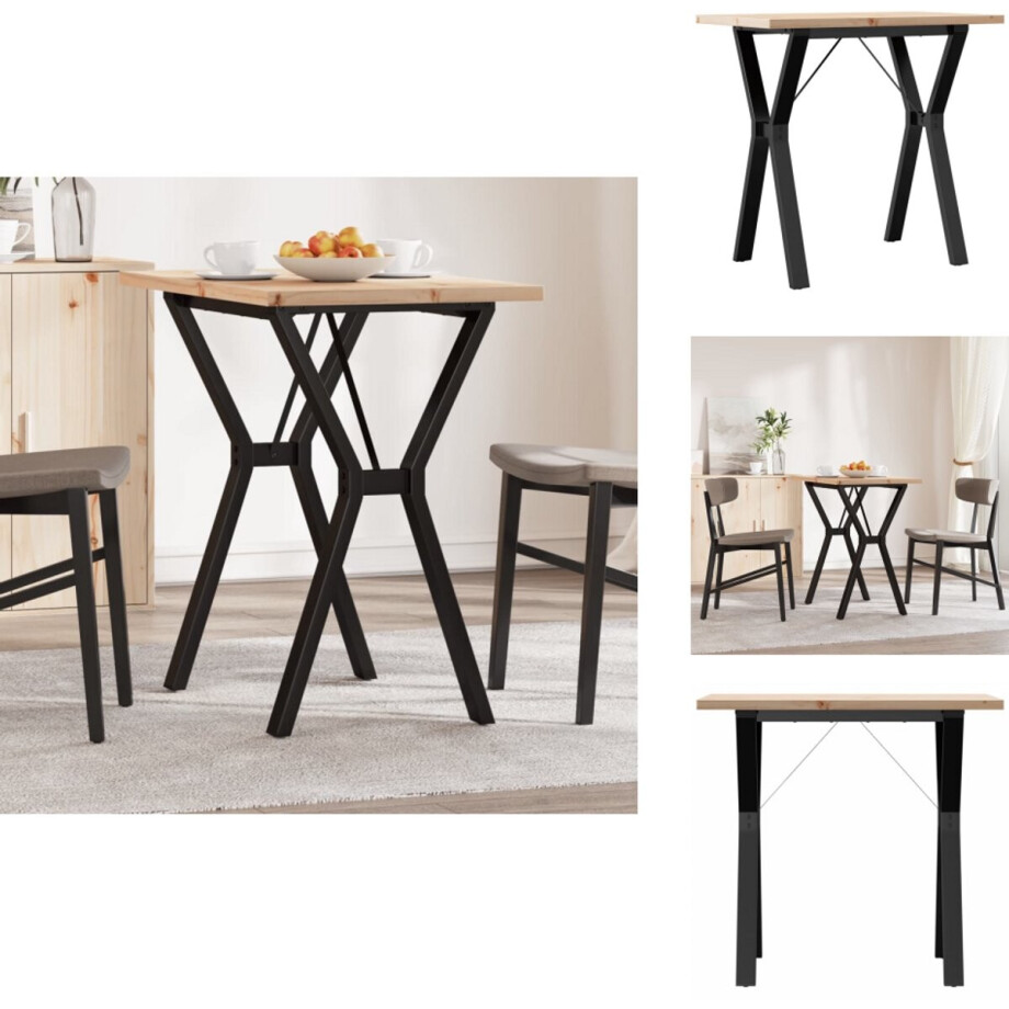 vidaXL Eettafel - Eettafels - Eetkamertafel - Tafel - Eettafel Y-frame 80x50x75,5 cm massief grenenhout en gietijzer afbeelding 1