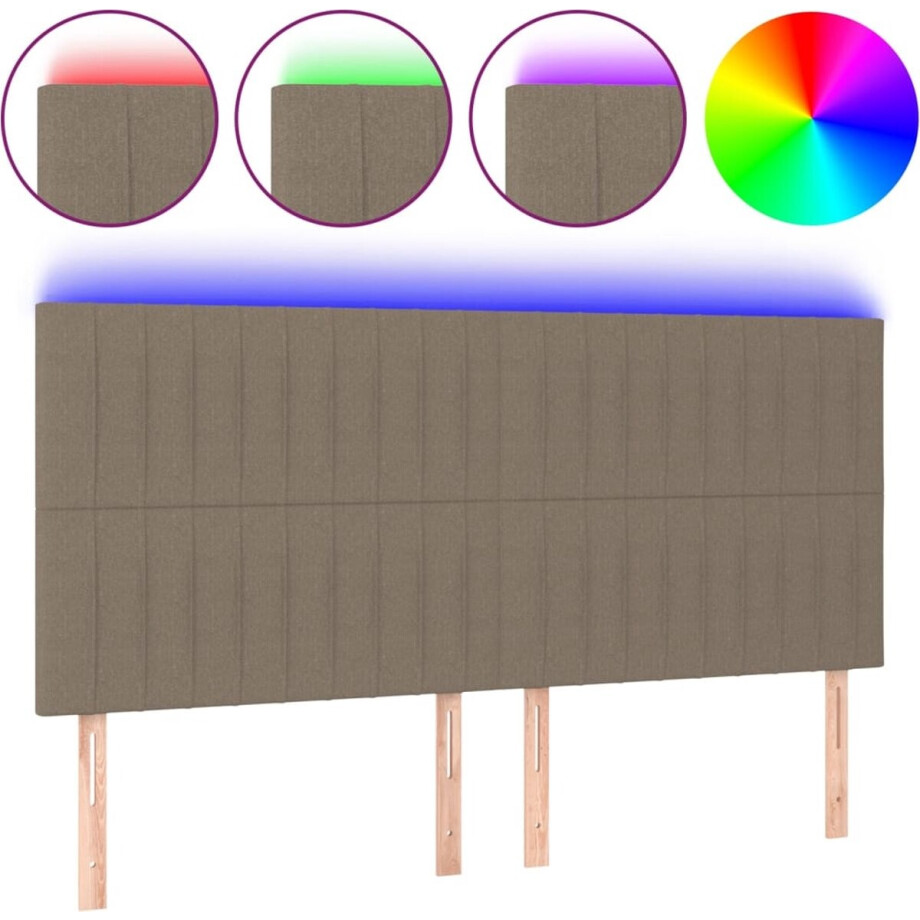 vidaXL - Hoofdbord - LED - 180x5x118/128 - cm - stof - taupe afbeelding 1