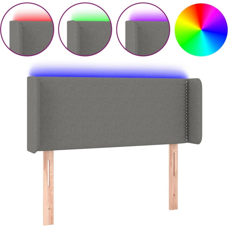 vidaXL - Hoofdbord - LED - 83x16x78/88 - cm - stof - donkergrijs afbeelding 1
